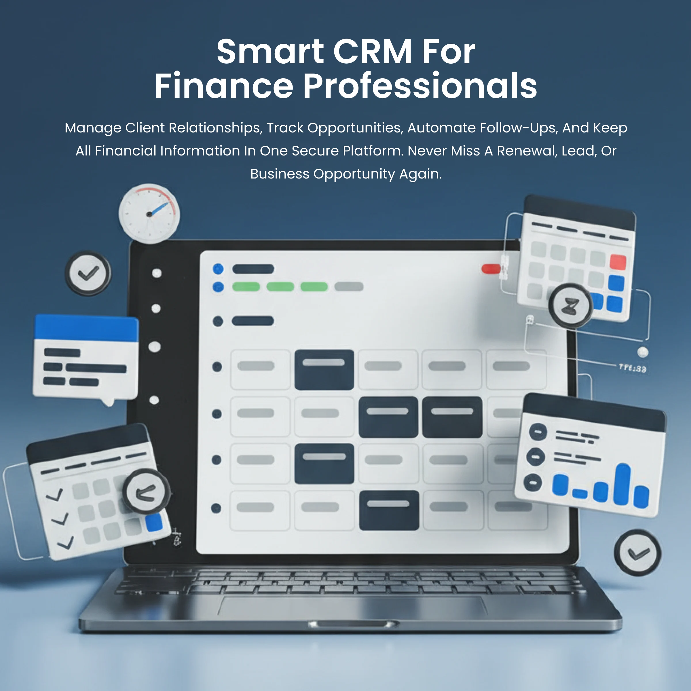 Financial advisor using CRM software to manage client relationships and follow-up reminders 