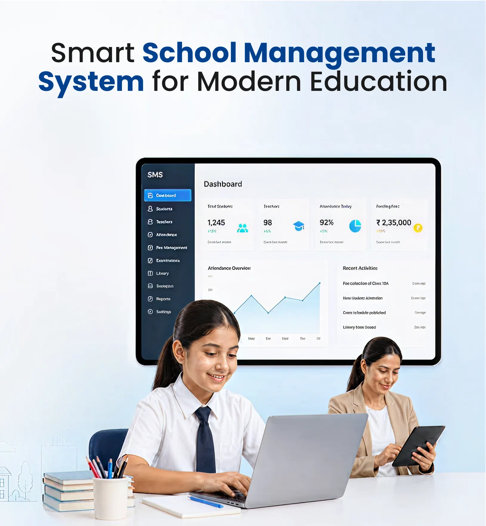 Digital school ERP software replacing paper registers and filing cabinets in an Indian school