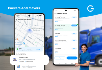 On-demand packers and movers app developed with live booking, real-time tracking, and instant price estimation features