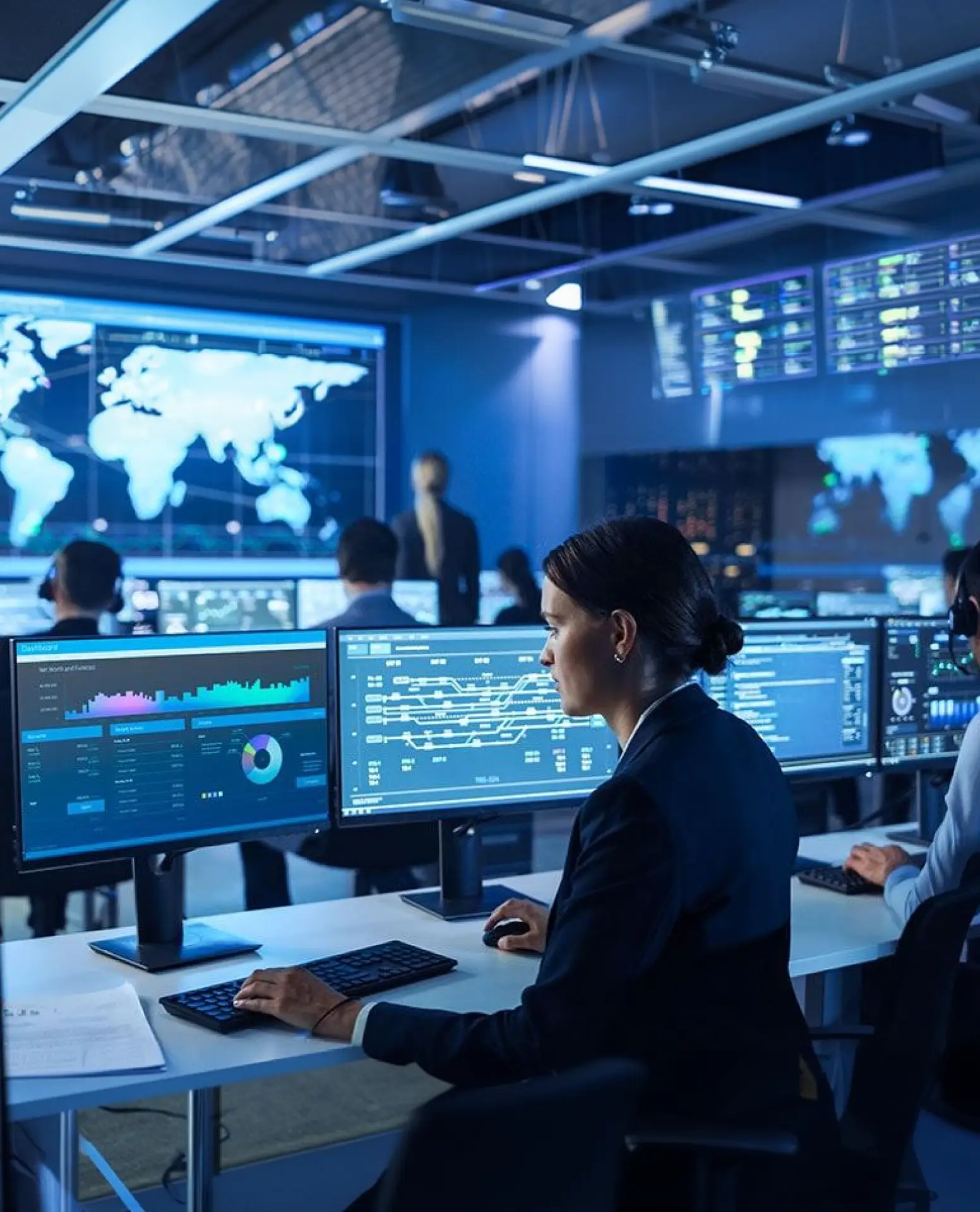 IT infrastructure services team monitoring cloud network and DevOps dashboard for businesses in India